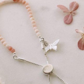 Haiku Lane Silver Monarch Bracelet in Pink Opal
