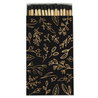 Frankie & Claude Large Match Box in Black & Gold Foil Floral