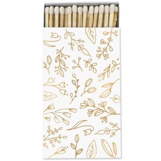 Frankie & Claude Large Match Box in White & Gold Foil Floral