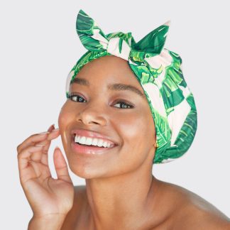 Kitsch Microfiber Luxe Shower Cap in Palm Print