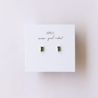 JaxKelly Baguette Stud Earrings in Emerald