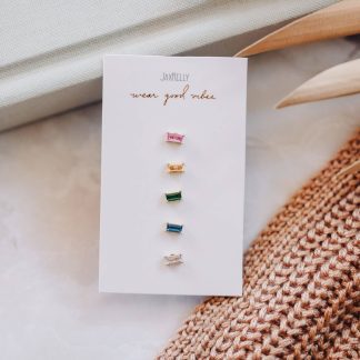 JaxKelly Baguette Stud Earrings in Rainbow