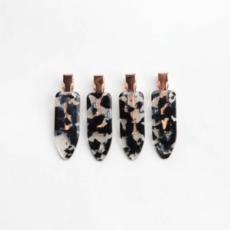 Kitsch Oval Creaseless Clips in Black Terrazzo