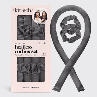 Kitsch Satin Heatless Curling Set in Charcoal