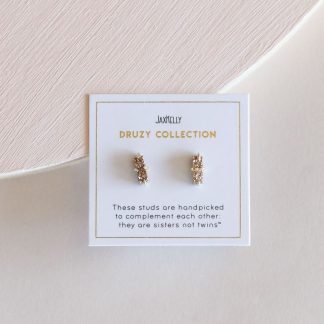 JaxKelly Bar Stud Earrings in Rose Gold Druzy