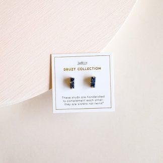 JaxKelly Bar Stud Earrings in Peacock Druzy