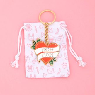 Black Lamb Studio Enamel Keychain in Dog Mom Tattoo Heart