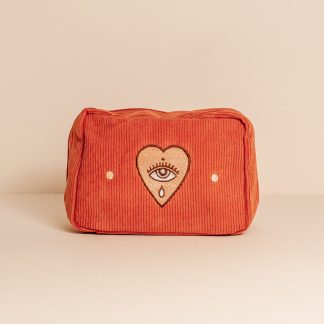 cai + jo Corduroy Makeup Bag in Rust