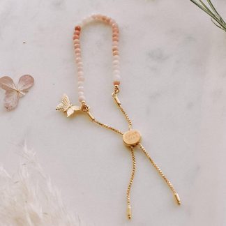 Haiku Lane Gold Monarch Bracelet in Pink Opal