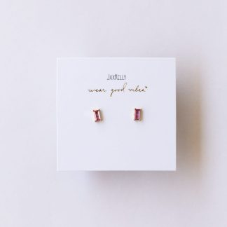 JaxKelly Baguette Stud Earrings in Rose