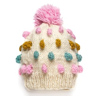LoveThyBeast Pom Pom Knit Beanie in Ivory
