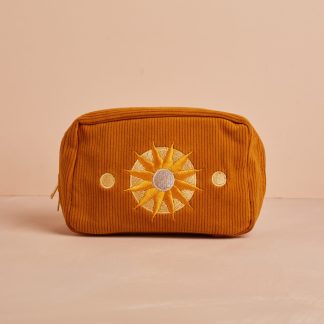 cai + jo Corduroy Makeup Bag in Burnt Orange