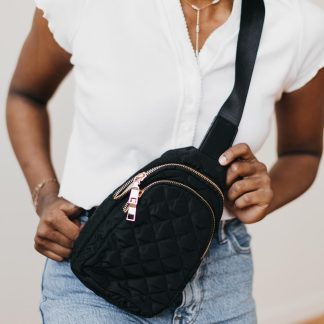 Pretty Simple Pinelope Puffer Bum Bag in Black