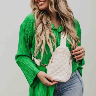 Pretty Simple Pinelope Puffer Bum Bag in Cream