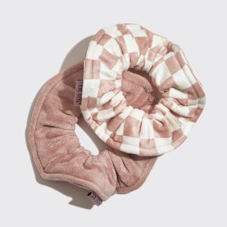 Kitsch Microfiber Towel Scrunchies in Terracotta Checker