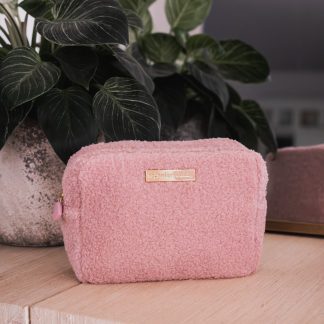 Organic Bunny Pink Sherpa Makeup Bag