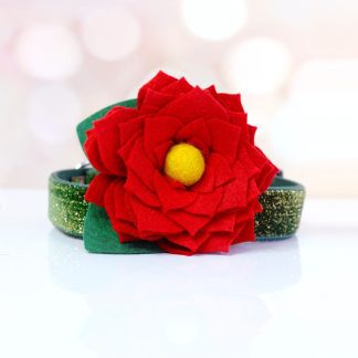 Dog Collar Joy Holiday Flower in Red