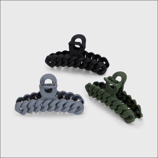 Kitsch Chain Claw Clips 3pc Set in Black + Moss