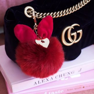 Organic Bunny Keychain in Red Wine