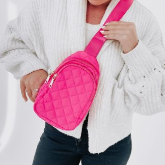 Pretty Simple Pinelope Puffer Bum Bag in Fuchsia