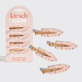 Kitsch Recycled Plastic Creaseless Clips 4pc in Cherry Print