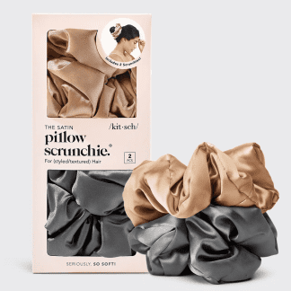 Kitsch Satin Pillow Sleep Scrunchies in Charcoal + Gold
