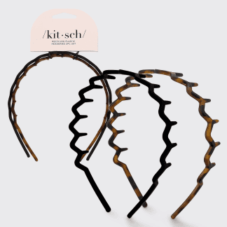 Kitsch Zig Zag Headband 2pc in Black & Tort